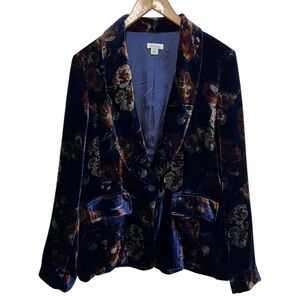 Sundance Navy Floral Velvet Blazer